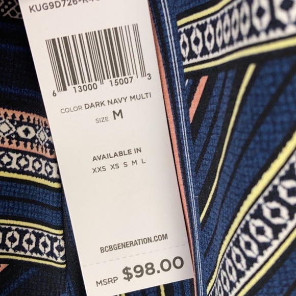NWT BCBGeneration Navy-Multi Printed Cutout Back Jumpsuit w/ Pockets Medium - Picture 8 of 11